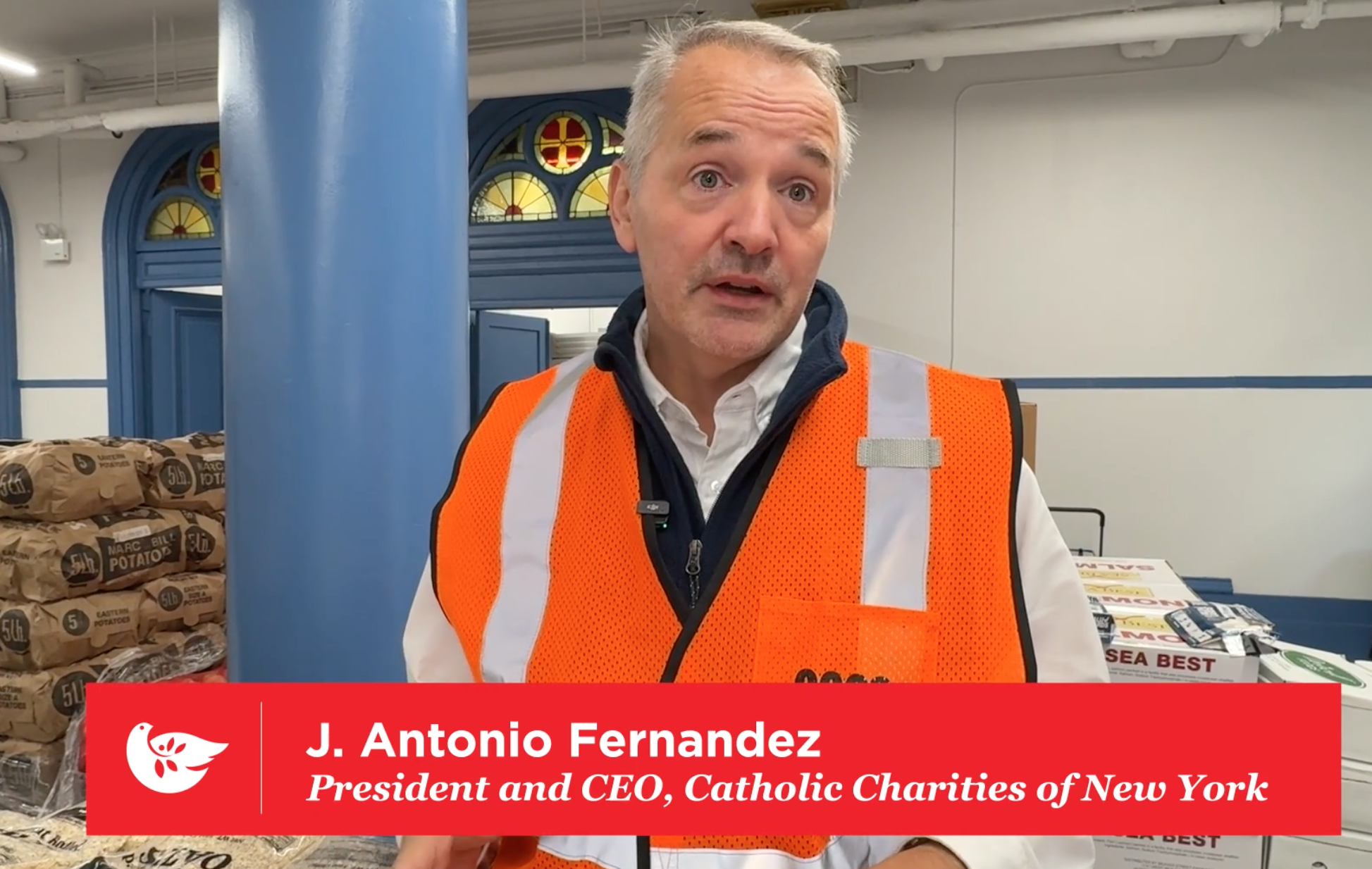 Catholic Charities New York CEO J. Antonio Fernandez joins volunteers at the newly renovated Saint Luke’s Food Pantry in the South Bronx, where families receive fresh food with dignity.