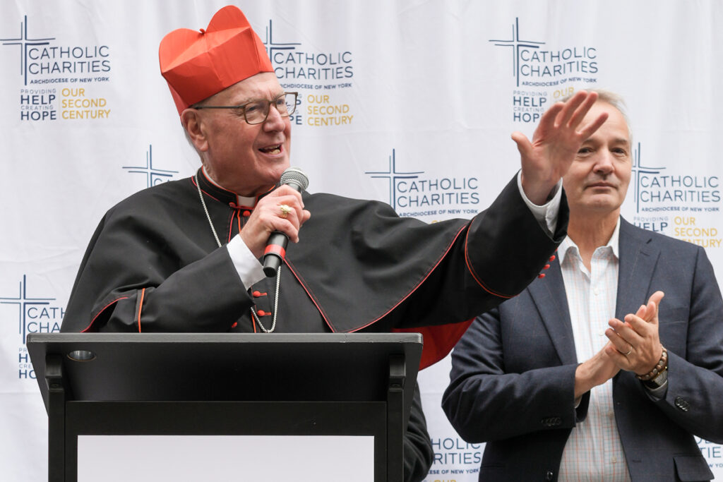 Cardinal Dolan and J. Antonio Fernandez at a press conference following the Blessing of the Food on Sunday, November 23.