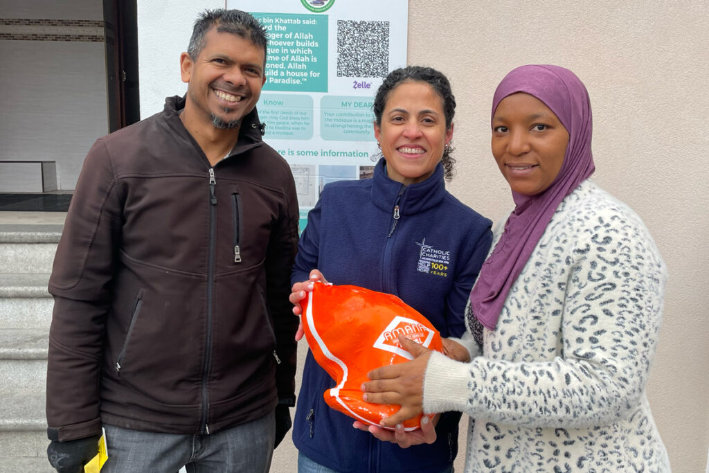 A halal turkey distribution with the Islamic Society of the Bronx.